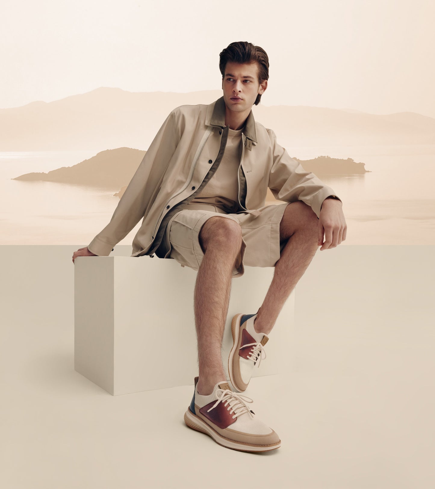 C41715:IVORY / NAVY BLAZER / IVORY