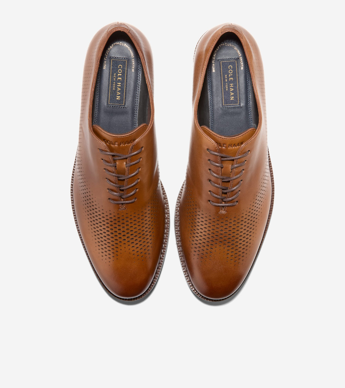 Men's Ledley Grand Flexcraft Laser Wingtip Oxfords-British Tan-Dark Brown