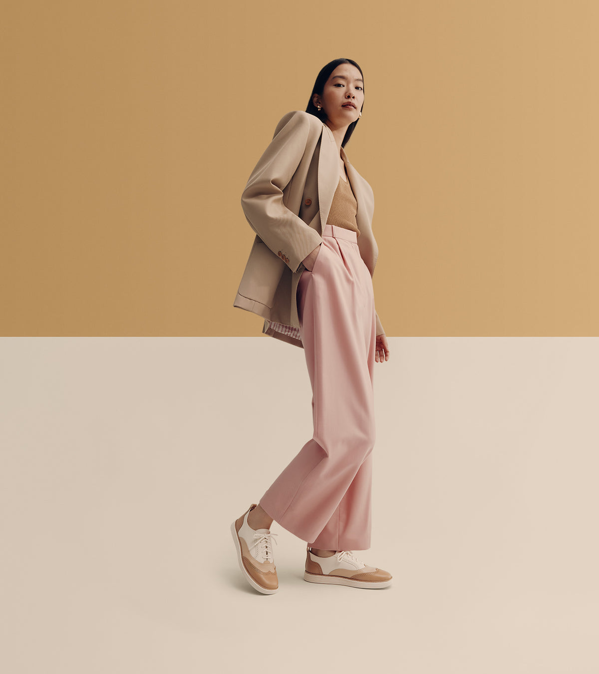 Women's ØriginalGrand Camarin Wingtip Oxfords-Ivory-Tuscan Sand-Oat
